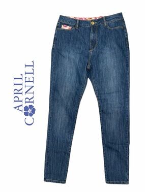 April Cornell Women’s Skinny Jeans with Signature Patterned Pocket - Size 32